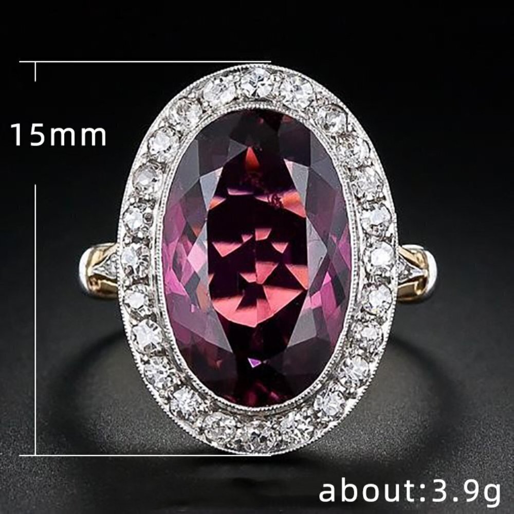 💎 Royal Court Large Oval Ruby Zircon Luxury Gold Rings for Women, INDN8396 - Picture 4 of 9